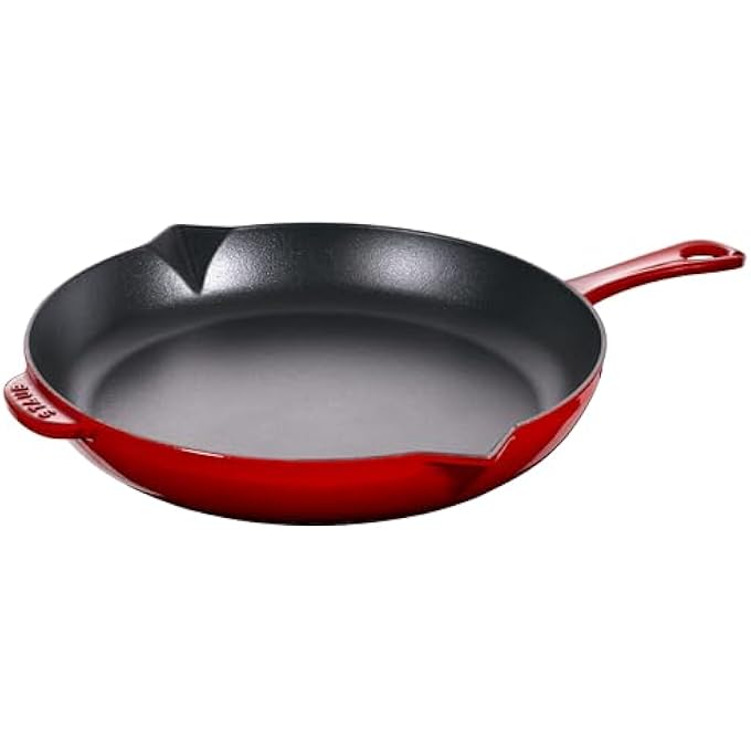 STAUB Frying Pan 26Cm Cherry Cast Iron Black Matt Enamel Interior Healthy Low Fat Cooking Suitable For All Hob Types Incl Induction Oversafe 260 C Grillsafe Made In France - Image 2