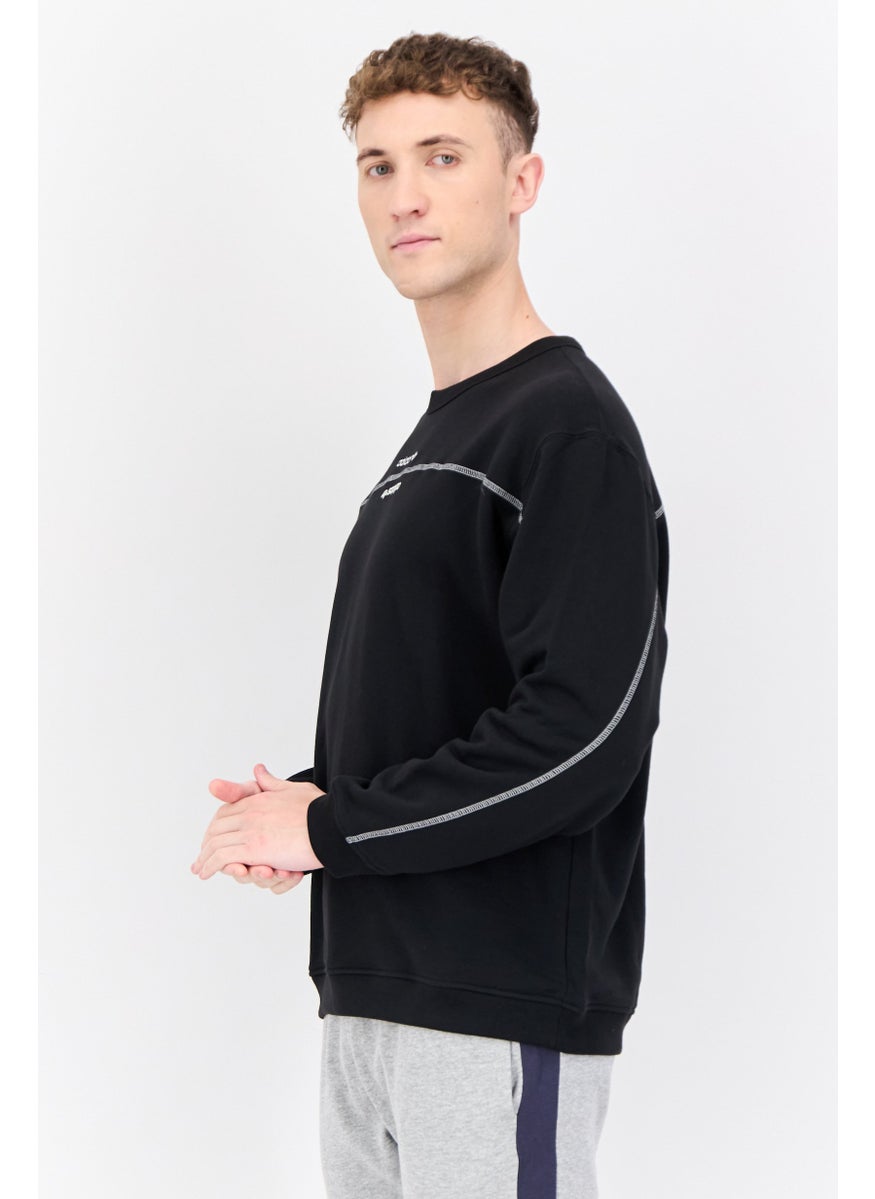 adidas Originals Men Sportswear Fit Long Sleeve Outdoor Sweatshirts, Black  - Image 2