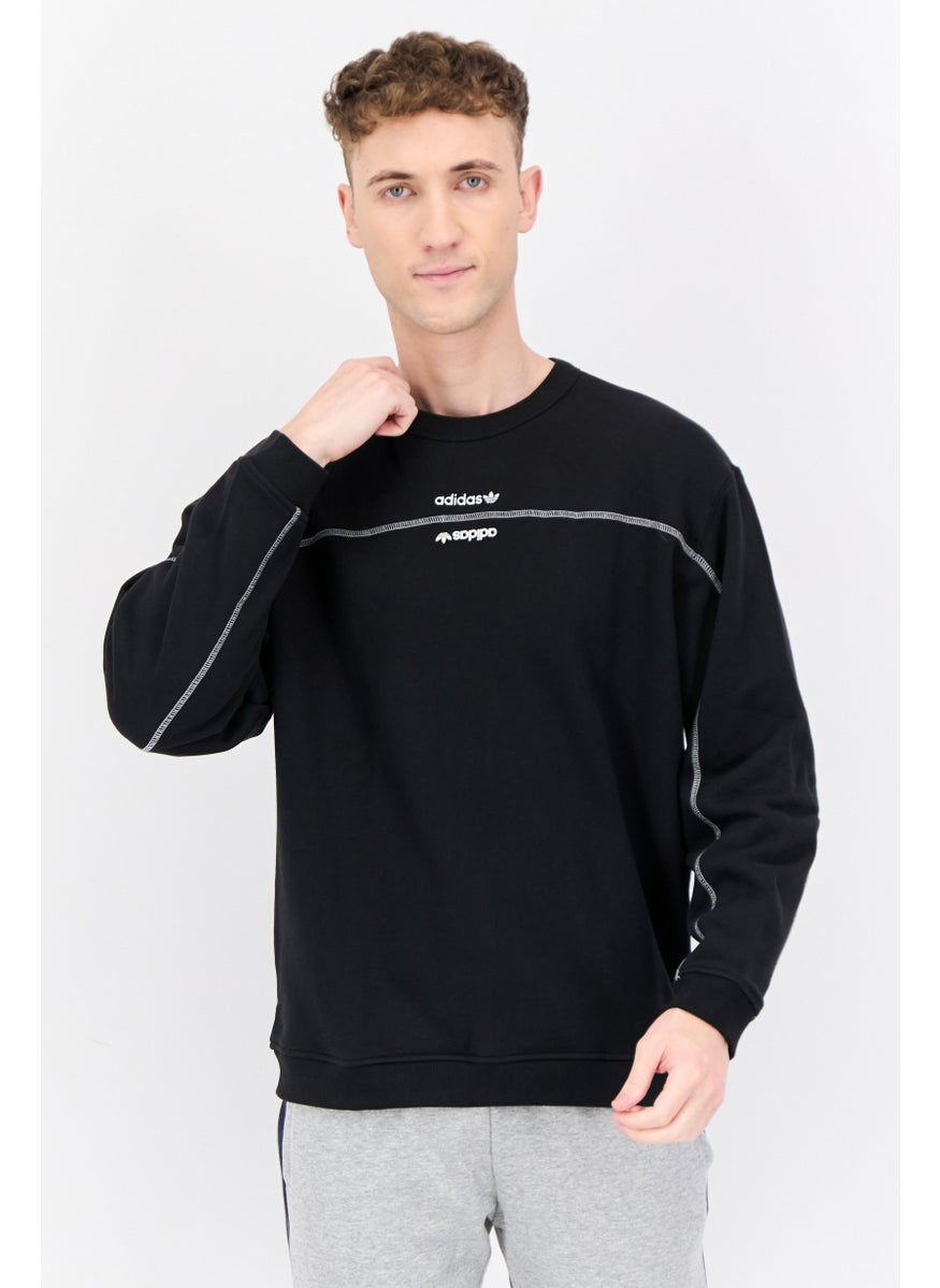 adidas Originals Men Sportswear Fit Long Sleeve Outdoor Sweatshirts, Black  - Image 1