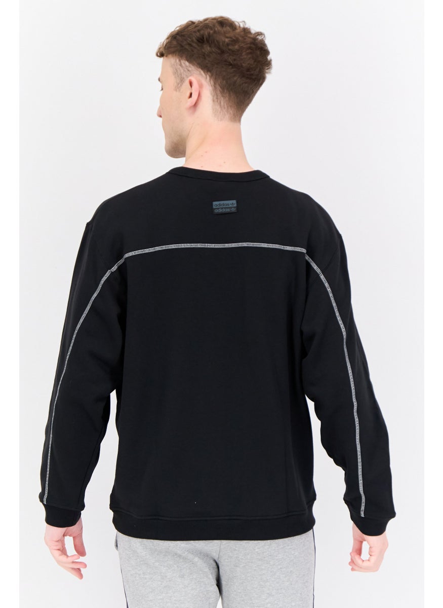 adidas Originals Men Sportswear Fit Long Sleeve Outdoor Sweatshirts, Black  - Image 4