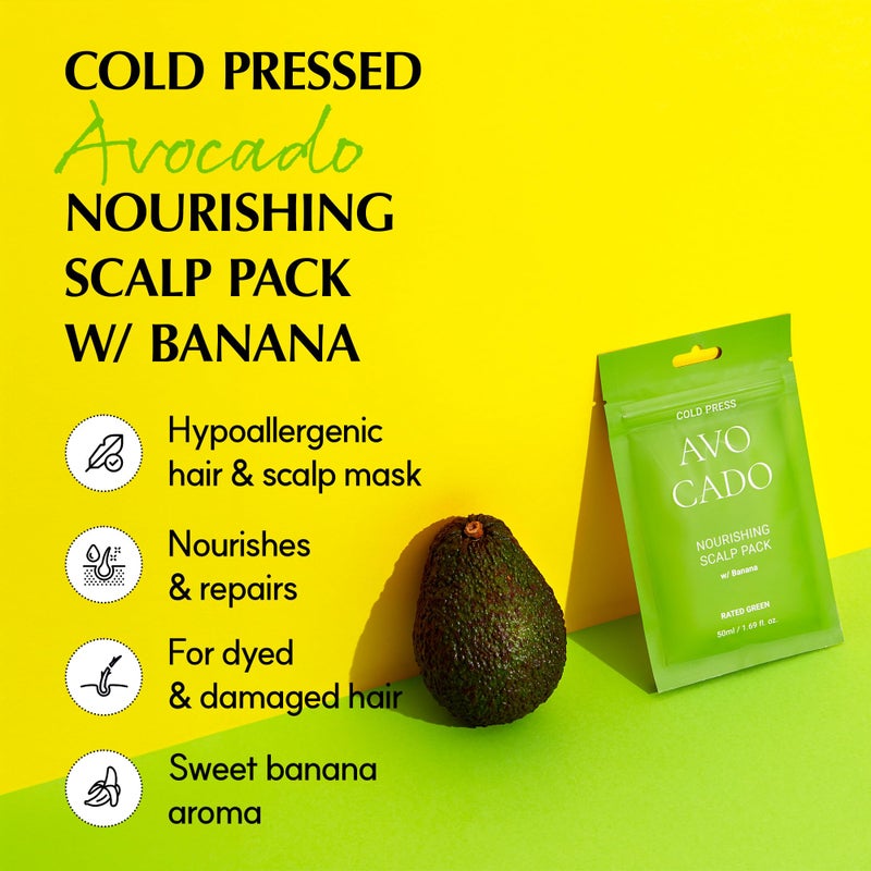 RATED GREEN "RATED GREEN Cold Brew Avocado Nourishing Scalp Pack w/Banana, 1.69 Fl. Oz Deep Conditioning, Hydrating Hair Mask for Dry Damaged Hair, Pack of 5" - Image 3