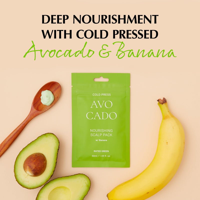RATED GREEN "RATED GREEN Cold Brew Avocado Nourishing Scalp Pack w/Banana, 1.69 Fl. Oz Deep Conditioning, Hydrating Hair Mask for Dry Damaged Hair, Pack of 5" - Image 2