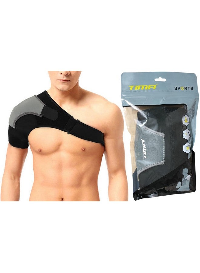 TIMA Shoulder Support Double Lock Neoprene Adjustable Stretch Strap Brace Support Medical Posture Compression Shoulder Pad, Black & Grey, Universal, 1 Unit - Image 1