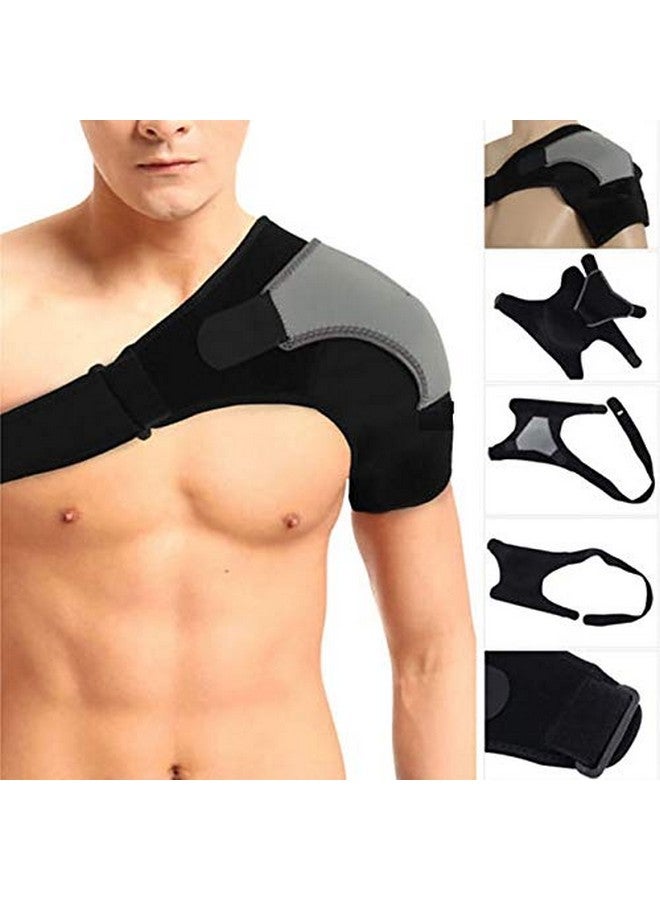 TIMA Shoulder Support Double Lock Neoprene Adjustable Stretch Strap Brace Support Medical Posture Compression Shoulder Pad, Black & Grey, Universal, 1 Unit - Image 4