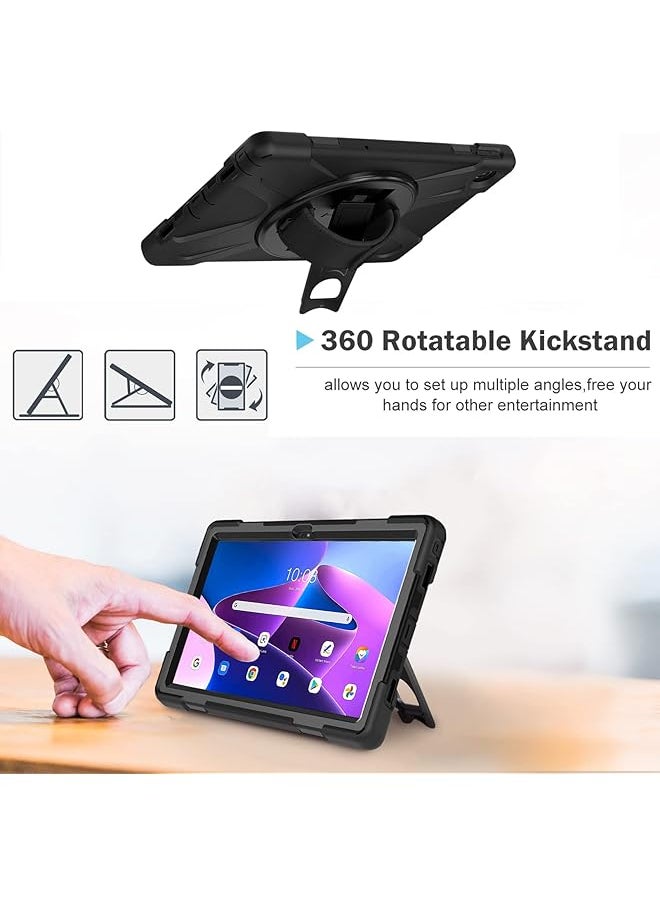Procases - Compatible For Lenovo Tab M10 Plus 10.6 Inch 3Rd Gen 2022 Released Heavy Duty Shockproof Rugged Case 360 Degree Rotatable Kickstand Protective Cover Case –Black… - Image 1