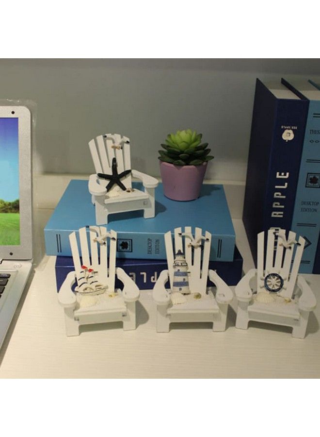 HEALLILY Mini Wooden Beach Chair Dollhouse Miniature Furniture Beach Nautical Decor Chair Ornament Dollhouse Accessories (White) - Image 4