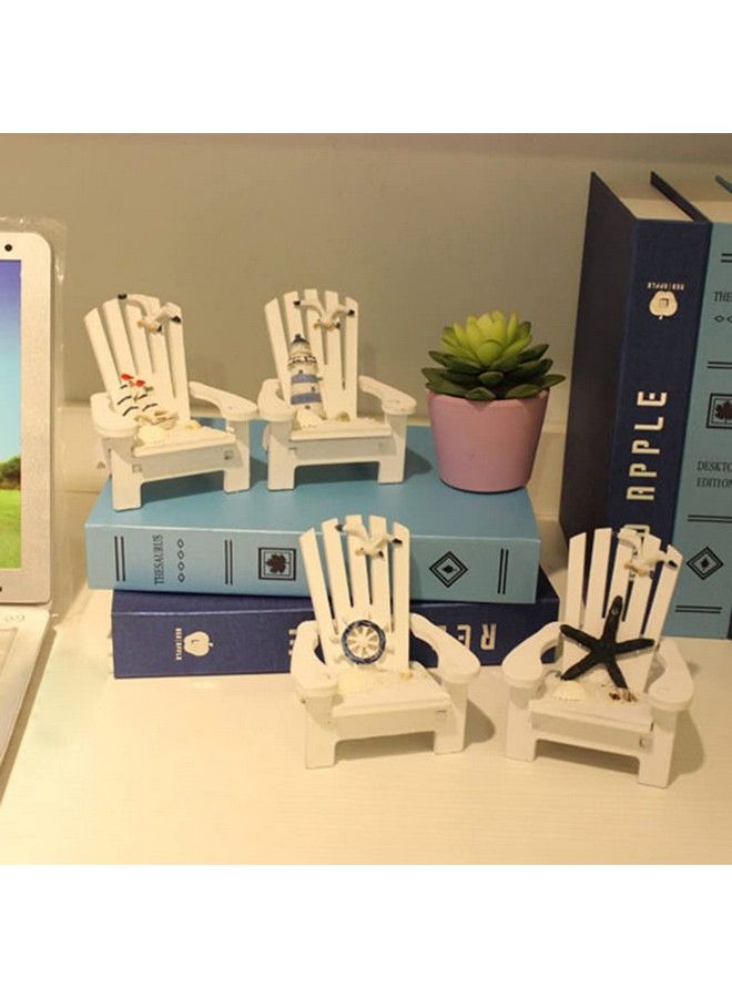 HEALLILY Mini Wooden Beach Chair Dollhouse Miniature Furniture Beach Nautical Decor Chair Ornament Dollhouse Accessories (White) - Image 3