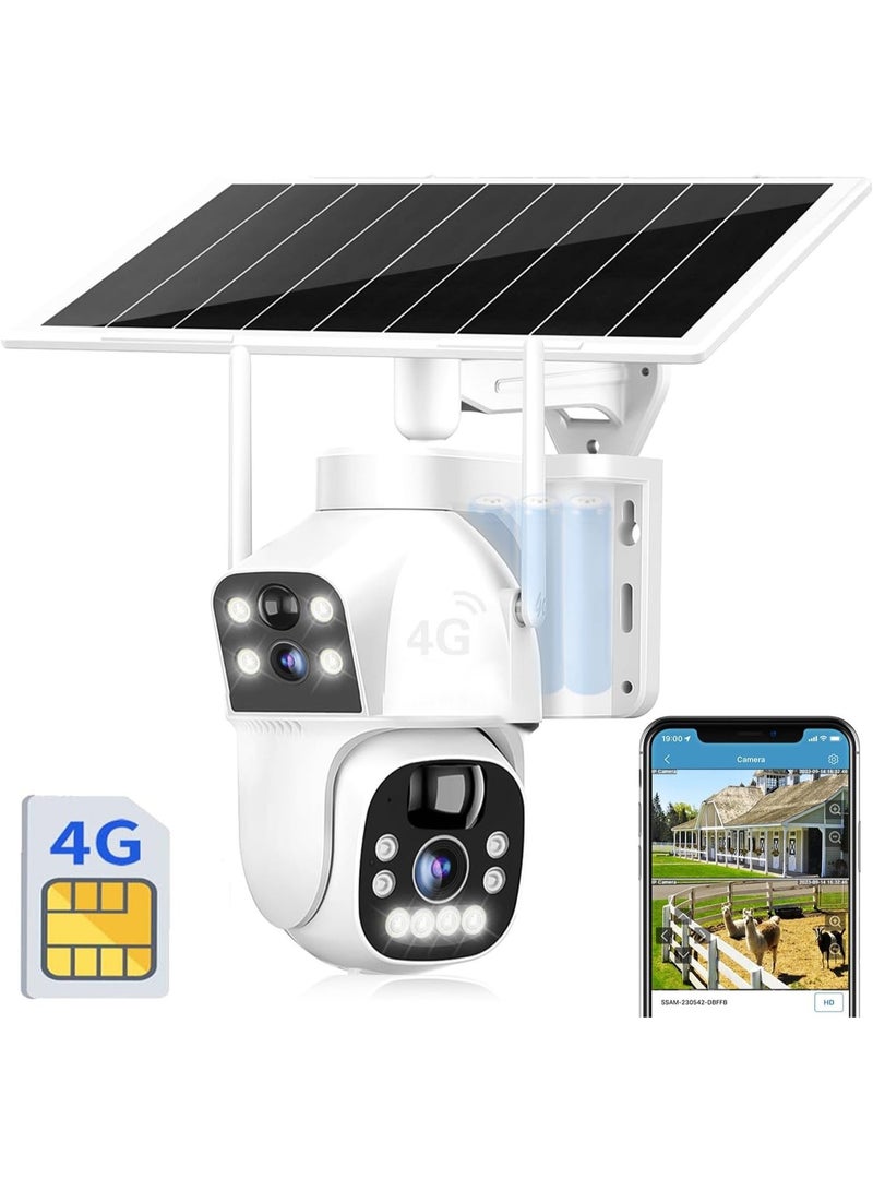 SYXUMLKLS كاميرا أمنية خلوية 3G/4G LTE مع بطاقة SIM، للاستخدام الخارجي، تعمل بالطاقة الشمسية، تعمل بالبطارية، مع عرض مزدوج - Image 1