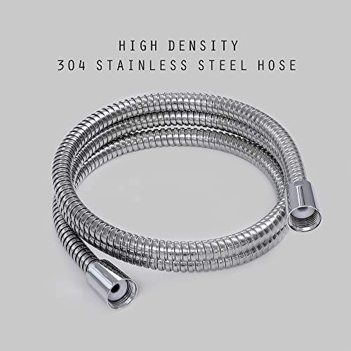 JAKARDA 72-inch Shower Hose Replacement, 304 Stainless Steel Extra Long Hand Held Shower Hose With Brass Fitting (72-inch, Stainless Steel) - Image 1