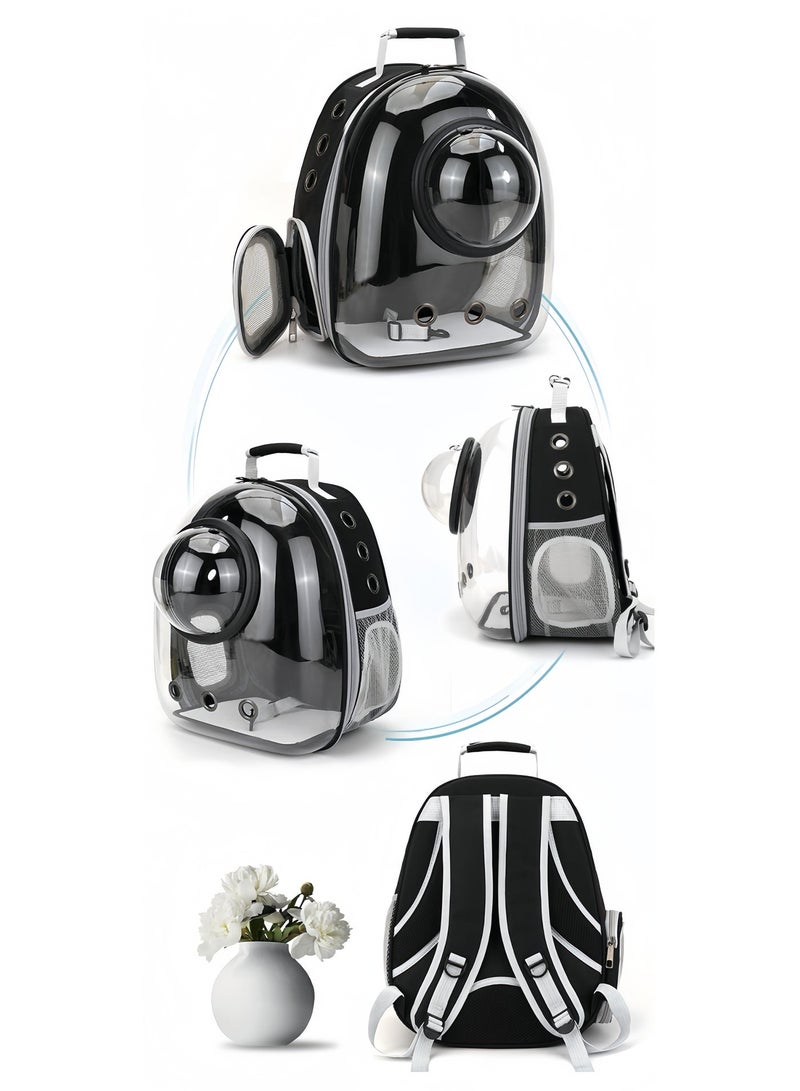 MissTiara Pet Space Capsule Backpack, Small Medium Cat Puppy Dog Carrier, Transparent Breathable Heat Proof, Pet Carrier for Travel Hiking Walking Camping (Black) - Image 5