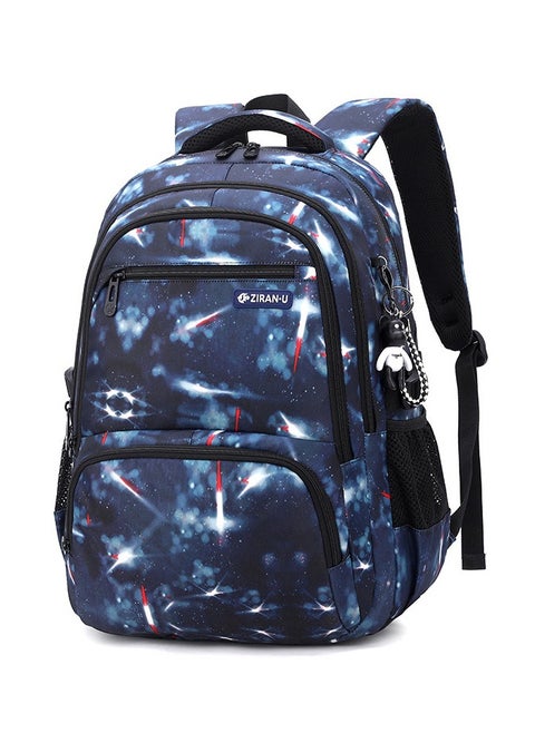 Polyester Printed Zipper Kids Backpack Deep Blue