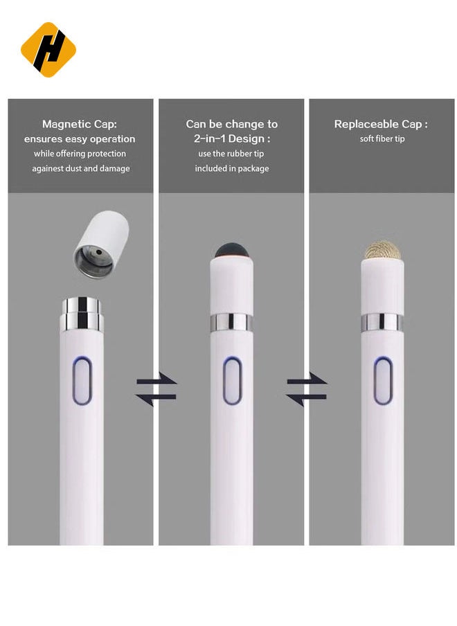 HuHa Capacitive Stylus Pen For Phone Tablet Touch Screen Pen for Android/IOS Apple iPad Tablet Samsung Stylus Pen Touch Pencil Draw (White)  - Image 4