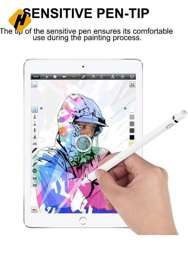 HuHa Capacitive Stylus Pen For Phone Tablet Touch Screen Pen for Android/IOS Apple iPad Tablet Samsung Stylus Pen Touch Pencil Draw (White)  - Image 5