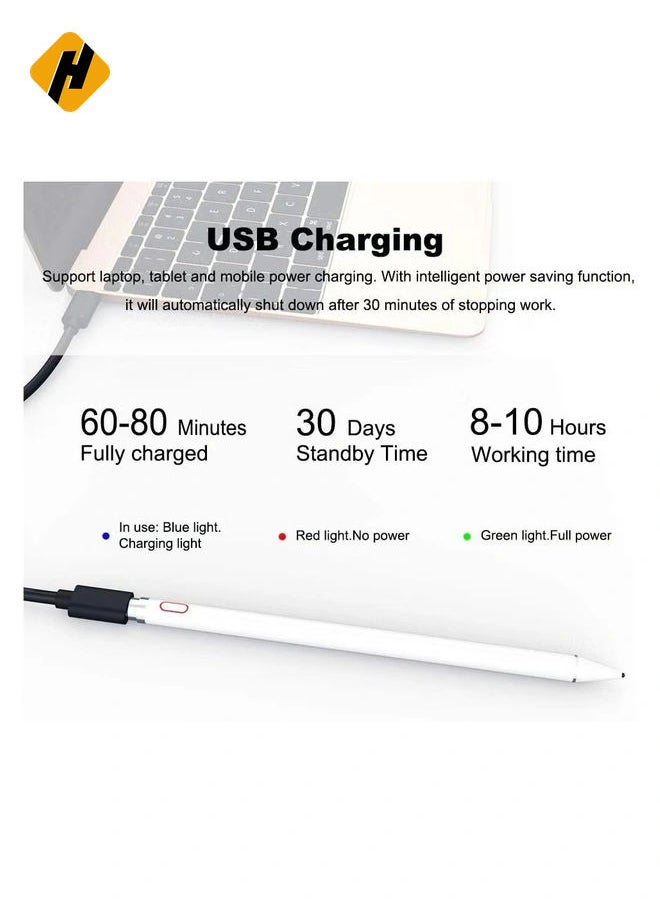 HuHa Capacitive Stylus Pen For Phone Tablet Touch Screen Pen for Android/IOS Apple iPad Tablet Samsung Stylus Pen Touch Pencil Draw (White)  - Image 3
