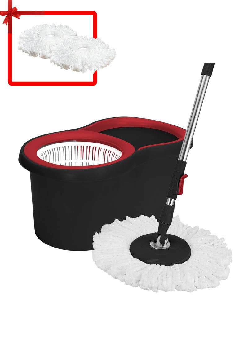 VISIO 360 Degree Microfiber Spin Mop With BucketFor Floor Cleaning, Height Adjustable, With 2 Extra Refills, VC-21 - Image 1