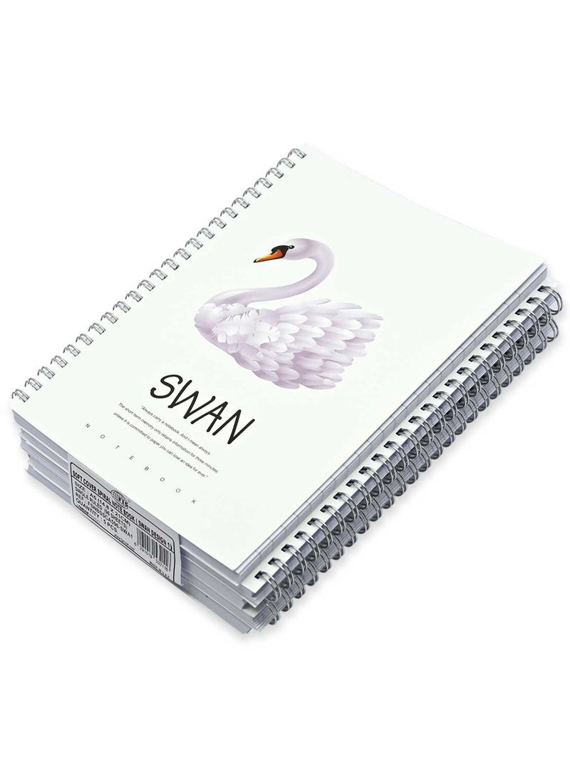 FIS Pack Of 5 Spiral Soft Cover Notebook, 96 Sheets A5 Swan Design 1 -FSNBSSCA596-SWA1 - Image 3