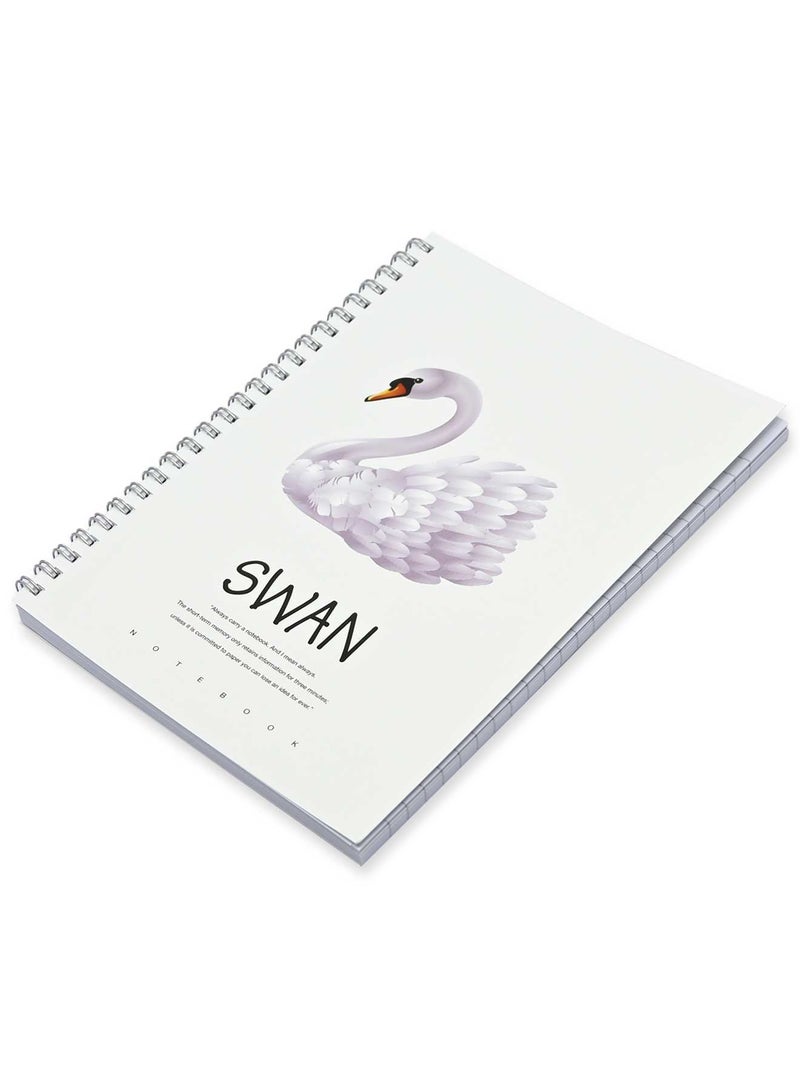 FIS Pack Of 5 Spiral Soft Cover Notebook, 96 Sheets A5 Swan Design 1 -FSNBSSCA596-SWA1 - Image 1