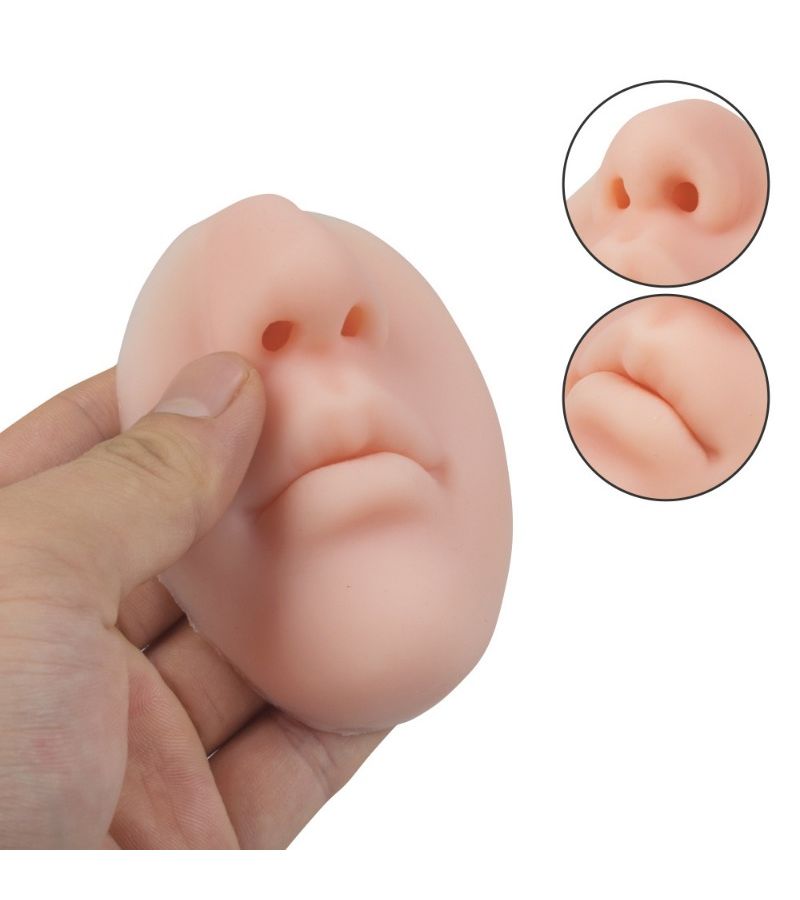 Simulated 3D Nose And Mouth Tattoo Practice Model Dark Beige Silicone Piercing Practice Tool For Beginner Teaching Display Prop - Image 1