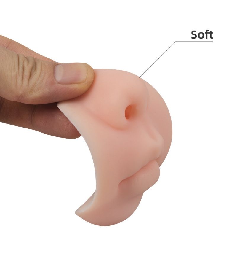 Simulated 3D Nose And Mouth Tattoo Practice Model Dark Beige Silicone Piercing Practice Tool For Beginner Teaching Display Prop - Image 4