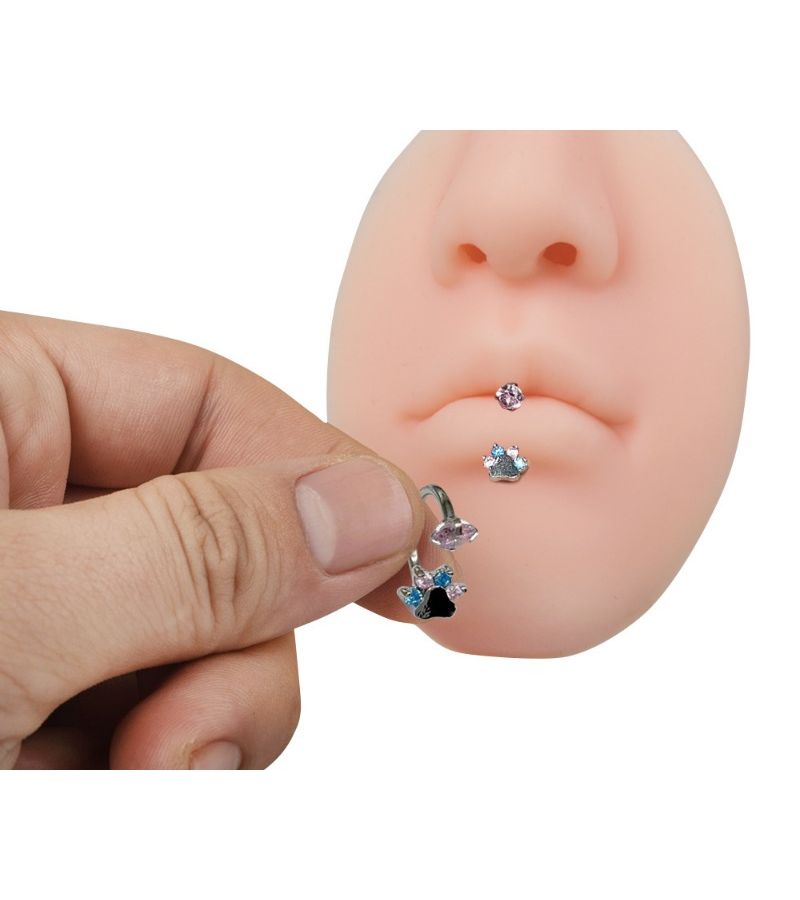 Simulated 3D Nose And Mouth Tattoo Practice Model Dark Beige Silicone Piercing Practice Tool For Beginner Teaching Display Prop - Image 3