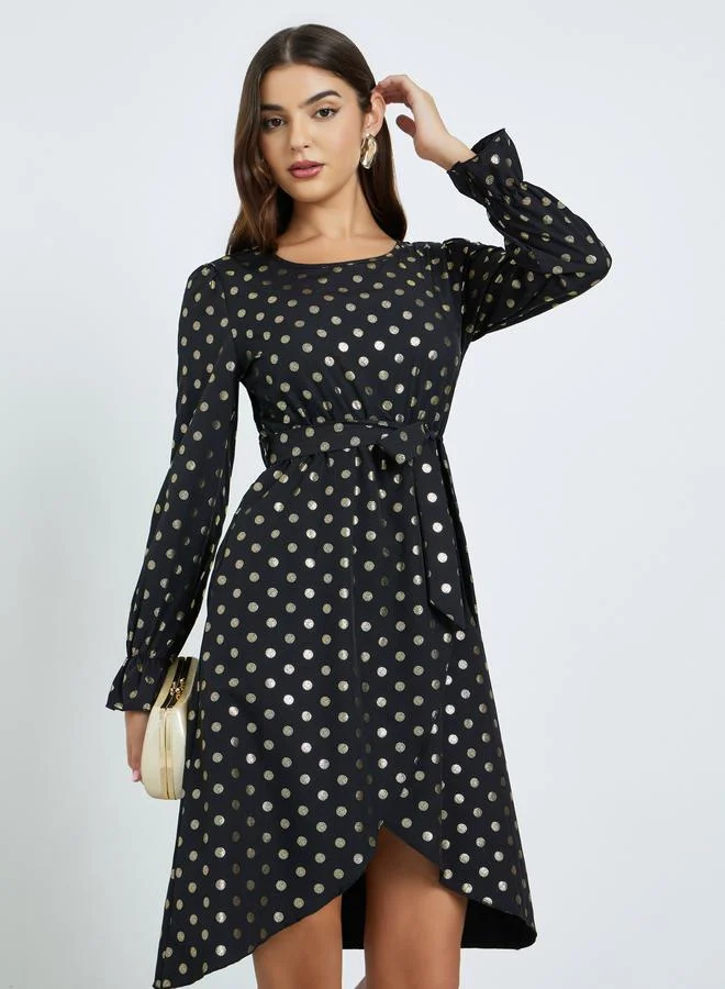 Take Two Black Polka Dot Knee-Length Dress