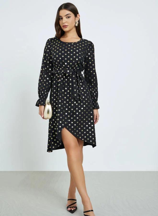Take Two Black Polka Dot Knee-Length Dress