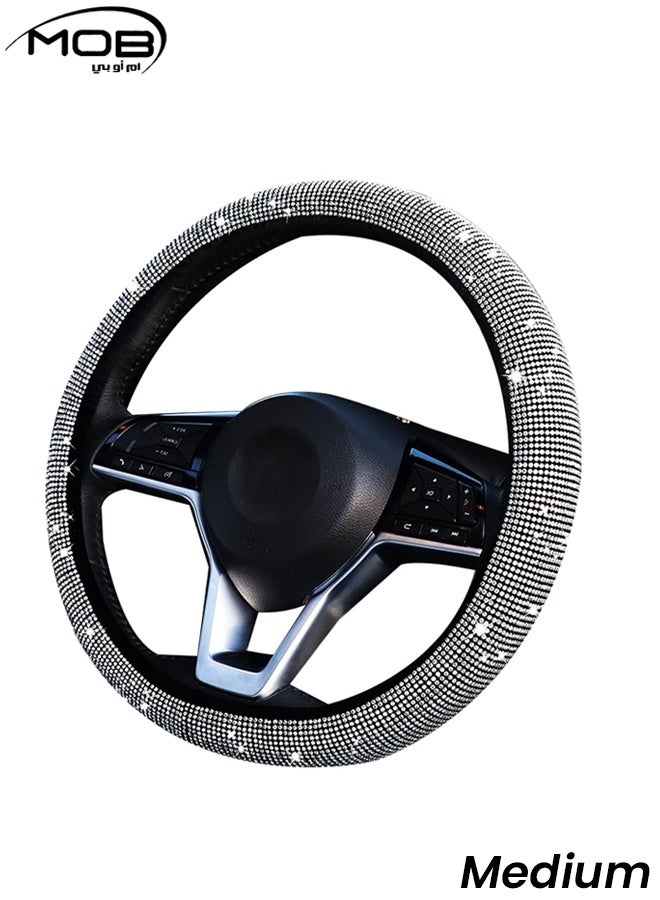 MOB Universal Car Steering Wheel Cover 38CM – Anti-Slip Diamond Crystal Bling Design, Breathable Soft Grip, Four-Season Use, Fits Most Cars, SUVs & Trucks - Image 1