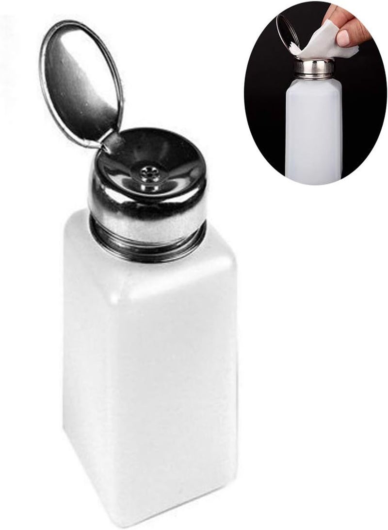 GGOOT 1PC 200ML Push Down Dispenser Nail Polish Remover Pump Empty Bottle Alcohol Liquid Press Pumping Dispenser One Touch Metal Liquid Dispenser for Nail Art - Image 2