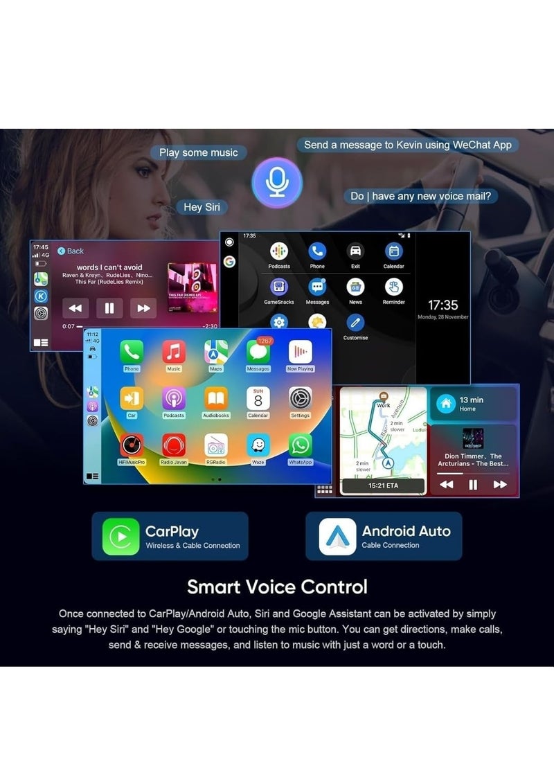 Android Car Stereo For Dodge Journey 2012-2020 Support Apple Carplay Android Auto Wireless QLED 4GB RAM Fast Interface Quick Boot AHD Camera Included SIM Card Support Bluetooth USB Video Audio DSP