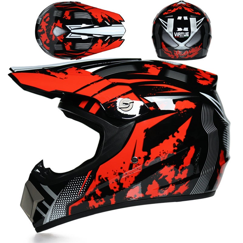 Generic Lightweight Off-Road Motorcycle Helmet with Visor Red running 