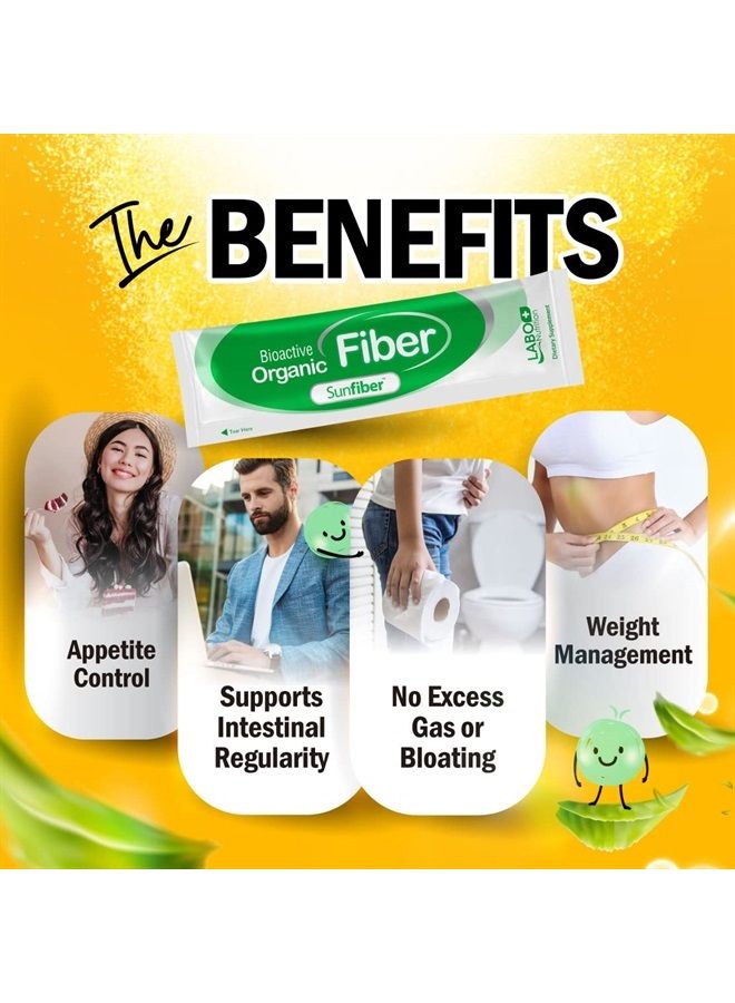 LABO Nutrition ألياف عضوية نشطة حيويًا، مكمل غذائي من ألياف بريبايوتيك قابلة للذوبان من صن فايبر، تدعم صحة الجهاز الهضمي والأمعاء والعافية مع صمغ الجوار المحلل جزئيًا، منخفض الفودماب، غير معدّل وراثيًا، 30 كيسًا - Image 3