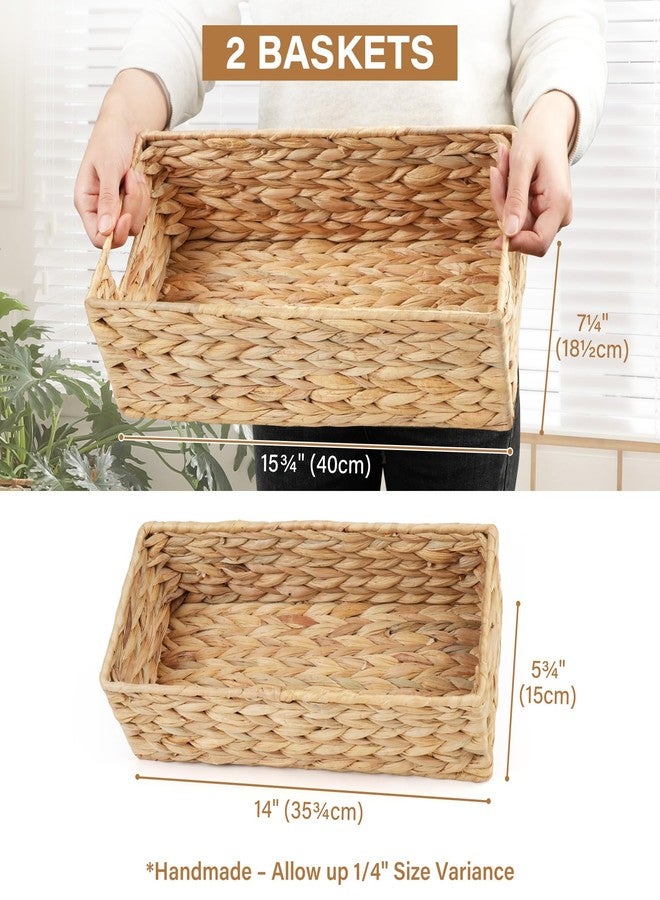 LotFancy Bathroom Basket, 2 Pack Water Hyacinth Toilet Paper Basket, Hand Woven Back of Toilet Organizer for Toilet Tank Top Countertop, Wicker Baskets for Shelves - Image 2