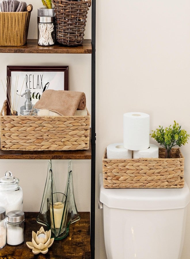 LotFancy Bathroom Basket, 2 Pack Water Hyacinth Toilet Paper Basket, Hand Woven Back of Toilet Organizer for Toilet Tank Top Countertop, Wicker Baskets for Shelves - Image 4