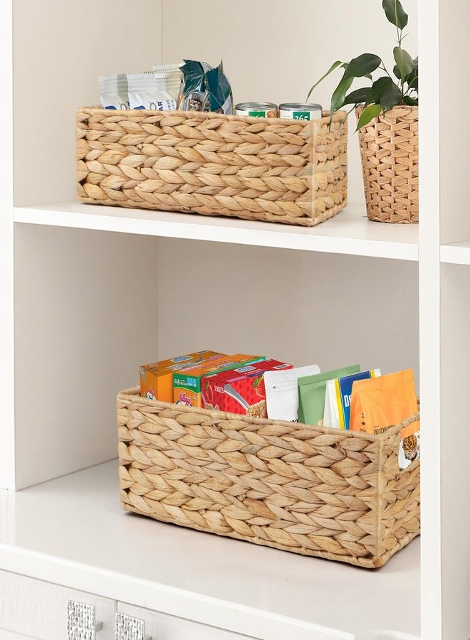 LotFancy Bathroom Basket, 2 Pack Water Hyacinth Toilet Paper Basket, Hand Woven Back of Toilet Organizer for Toilet Tank Top Countertop, Wicker Baskets for Shelves - Image 5