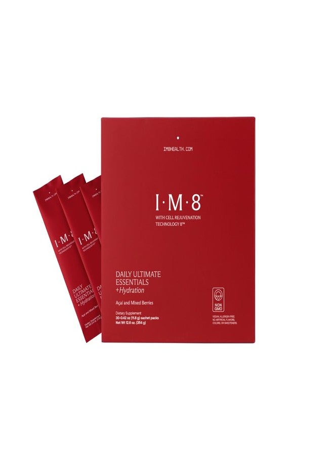 IM8 Daily Ultimate Essentials All-in-One Multivitamin Supplement, 92 Nutrient Rich Ingredients CoQ10, Probiotics, Vitamins, Greens, Gluten Free, Vegan, Acai Mixed Berry (30 Servings, Travel Packs) - Image 1