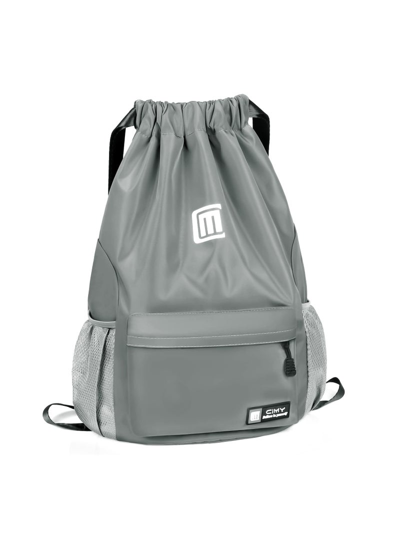 Waterproof Drawstring Backpack for Men, Women, and Kids - Large Printed Gym Bag for Sports, Travel, Yoga, Swimming, and Shopping - Versatile Drawstring Bag for All Ages. - Image 1