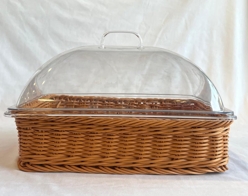 PAUL SONS Professional Restaurant Cafe Self Serve Bread Basket/Pastry Donut/Cookie Display Wicker Rattan Basket Case Countertop Squre with lid Small Size: 10"x10"x3" (Pack of 1Pc) - Image 3