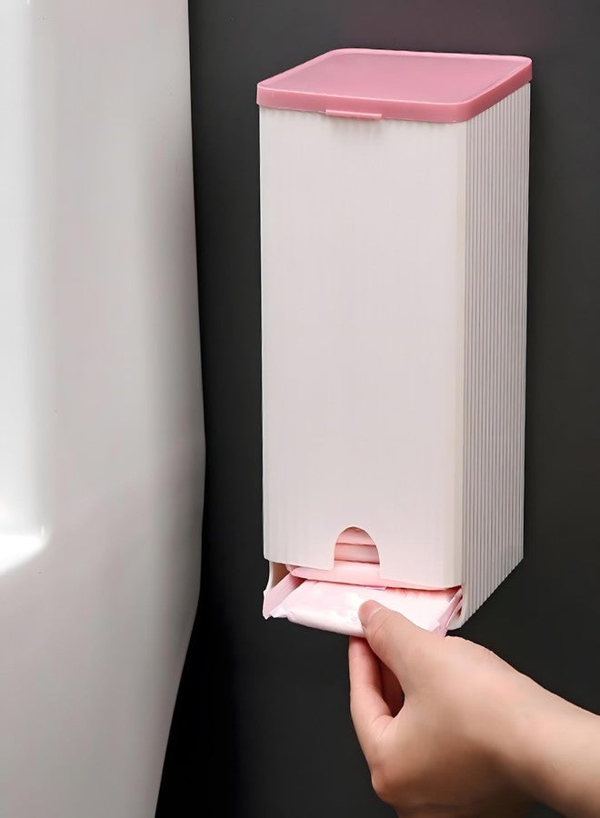 24x7 eMall Sanitary Pads Dispenser Wall-Mounted Sanitary Napkin Storage Box Dust-Proof- Pink White 19.5cm x 11.5cm - Image 1