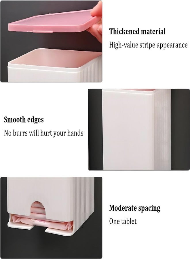24x7 eMall Sanitary Pads Dispenser Wall-Mounted Sanitary Napkin Storage Box Dust-Proof- Pink White 19.5cm x 11.5cm - Image 3