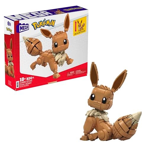 Mega Brands MEGA Pokémon Building Toys Set Jumbo Eevee with 824 Pieces, Articulated and Poseable, 11 Inches Tall, for Kids - Image 1