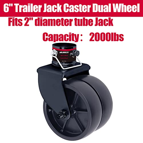 NBJINGYI 6" 2000lbs Dual Trailer Swirl Jack Caster Wheel with Pin fits Any Jack Better Soft Ground Roll Black - Image 3