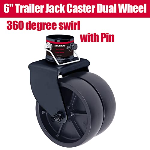 NBJINGYI 6" 2000lbs Dual Trailer Swirl Jack Caster Wheel with Pin fits Any Jack Better Soft Ground Roll Black - Image 2