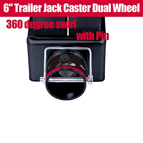 NBJINGYI 6" 2000lbs Dual Trailer Swirl Jack Caster Wheel with Pin fits Any Jack Better Soft Ground Roll Black - Image 4