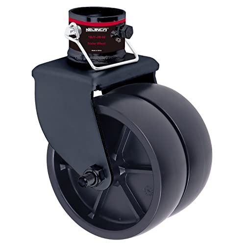 NBJINGYI 6" 2000lbs Dual Trailer Swirl Jack Caster Wheel with Pin fits Any Jack Better Soft Ground Roll Black - Image 1