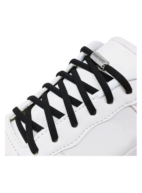1 Pair No Tie Elastic Shoelaces with Quick Release - Stretchy Rubber Shoe Laces with Lace Lock for Daily Shoes for Adults and Kids black