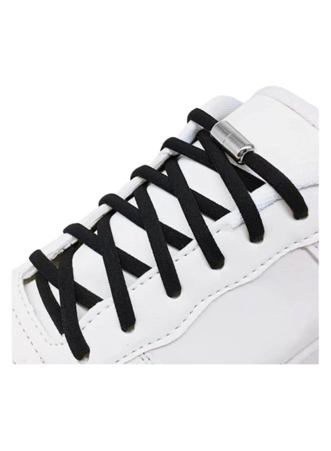 1 Pair No Tie Elastic Shoelaces with Quick Release - Stretchy Rubber Shoe Laces with Lace Lock for Daily Shoes for Adults and Kids black - Image 1