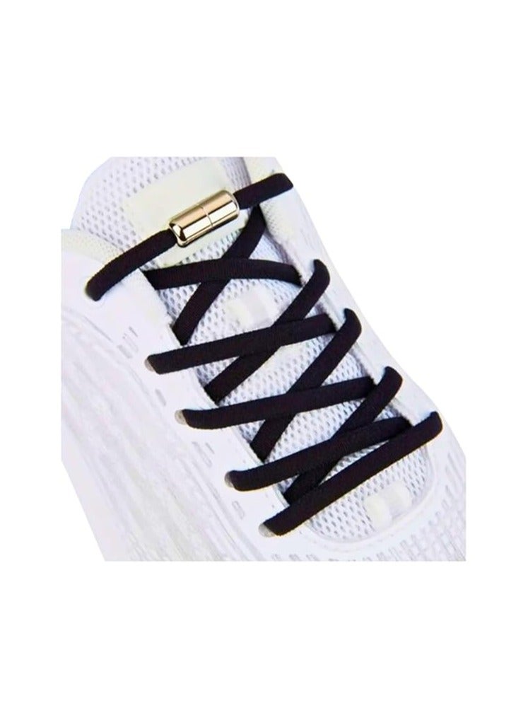1 Pair No Tie Elastic Shoelaces with Quick Release - Stretchy Rubber Shoe Laces with Lace Lock for Daily Shoes for Adults and Kids black - Image 2