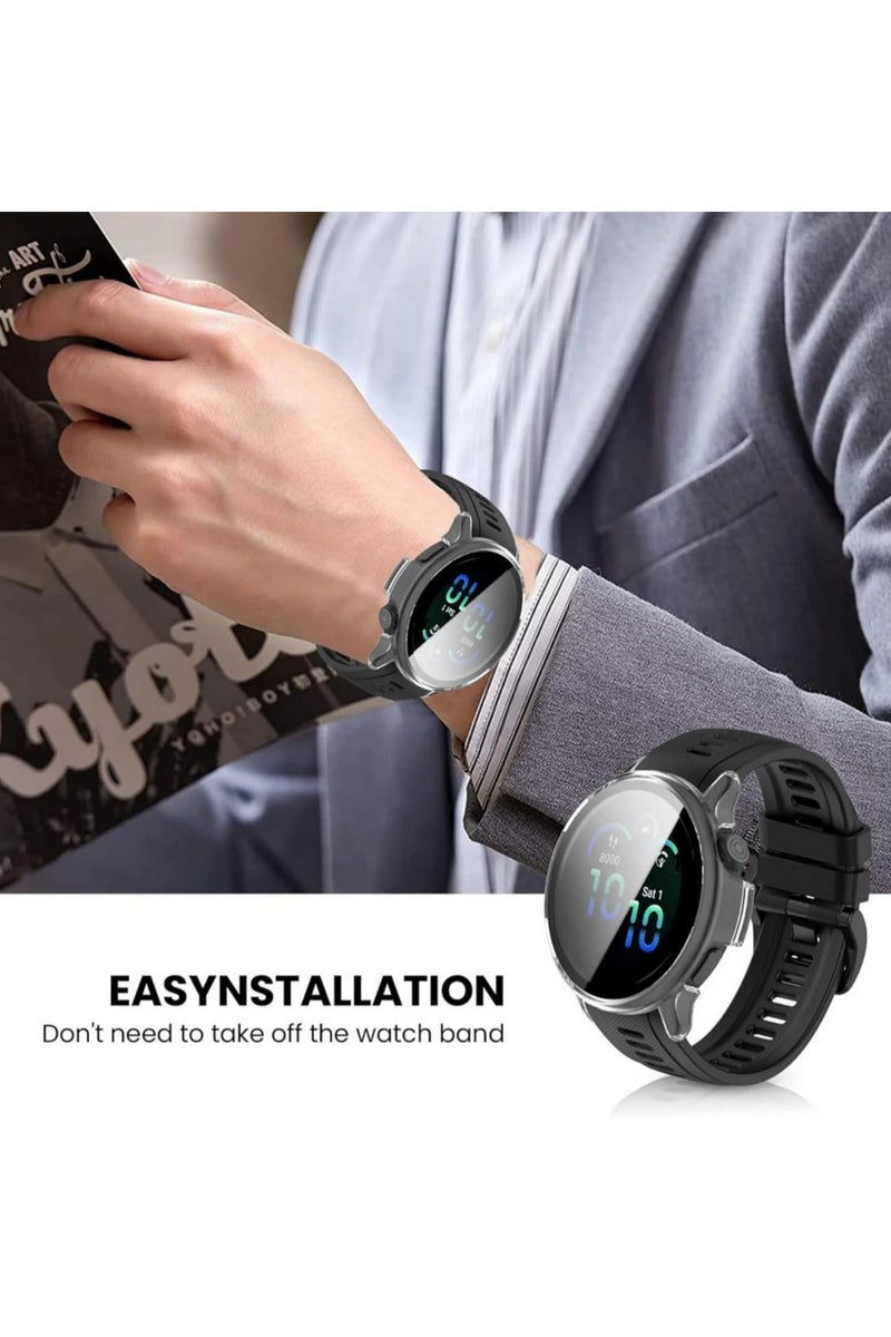 1PCS PC Tempered Glass Case for Garmin Vivoactive 6 Anti Scratch Full Coverage Screen Protector with Bumper Protective Shell Compatible with Vivoactive 6 Smartwatch Clear Cover - Image 4