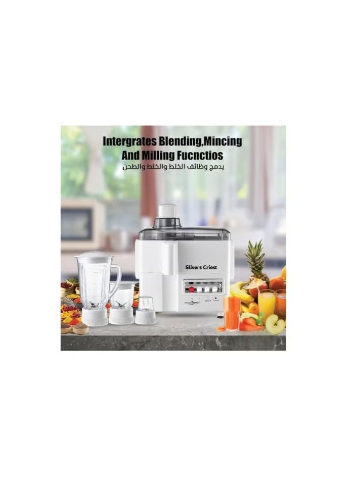 Sliver Criest 4-in-1 Food Processor & Juicer - Multi-functional Smoothie Maker, Juicer, Chopper, Grinder & Mill Mincer  - Image 2