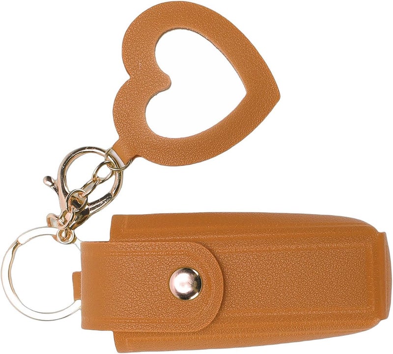 Walfront Lipstick Case with Mirror PU Leather Portable Holder Keychain for Women Travel Small Gifts (Yellow) - Image 4
